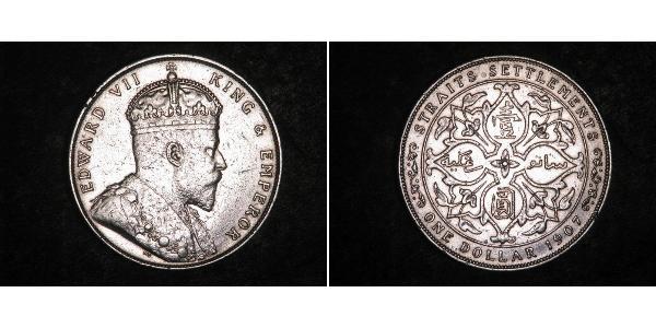 1 Dollaro Insediamenti dello Stretto (1826 - 1946) Argento Edoardo VII (1841-1910)