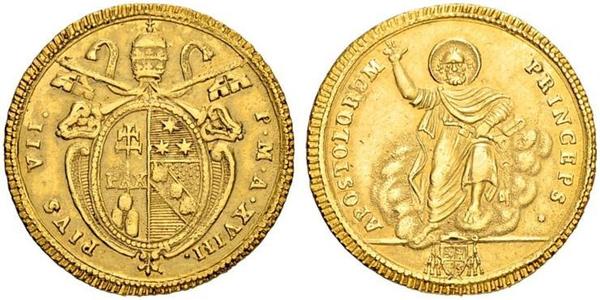 1 Doppia Kirchenstaat (752-1870) Gold Pius VI ( 1717-1799)