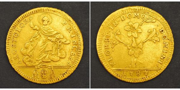 1 Doppia Papal States (752-1870) Gold Pope Pius VI ( 1717-1799)