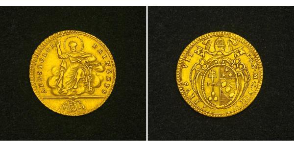 1 Doppia Papal States (752-1870) Gold Pope Pius VI ( 1717-1799)