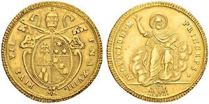 1 Doppia Estados Pontificios (752-1870) Oro Pío VI ( 1717-1799)