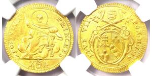 1 Doppia Estados Pontificios (752-1870) Oro Pío VI ( 1717-1799)