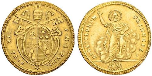 1 Doppia Estados Pontificios (752-1870) Oro Pío VI ( 1717-1799)