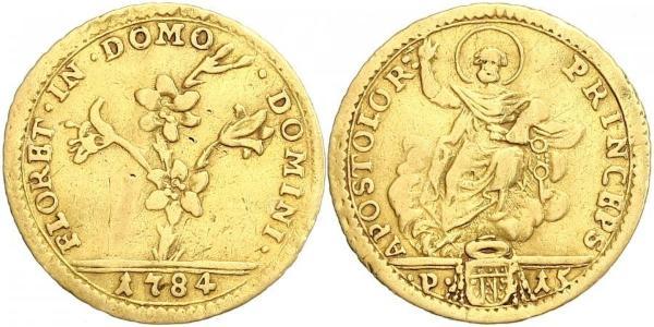 1 Doppia 教皇国 (754 - 1870) 金 Pope Pius VI ( 1717-1799)