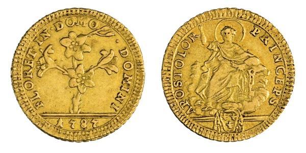 1 Doppia 教皇国 (754 - 1870) 金 Pope Pius VI ( 1717-1799)