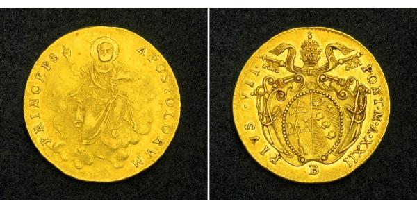 1 Doppia 教皇国 (754 - 1870) 金 Pope Pius VI ( 1717-1799)