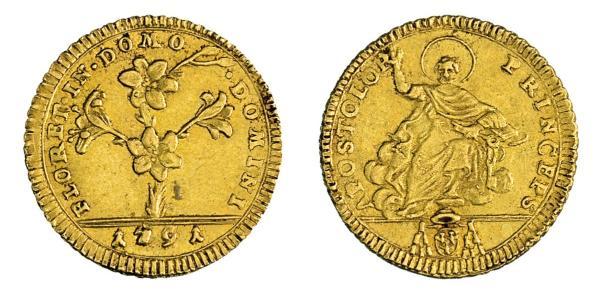 1 Doppia 教皇国 (754 - 1870) 金 Pope Pius VI ( 1717-1799)