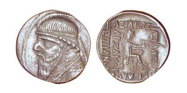 1 Drachm Impero partico (247 BC – 224 AD) Argento Mitridate II di Partia (121-91 BC)