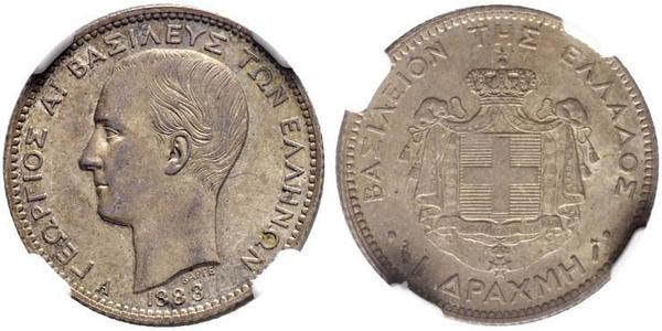 1 Drachma Royaume de Grèce (1832-1924) Argent Giorgio I di Grecia (1845- 1913)