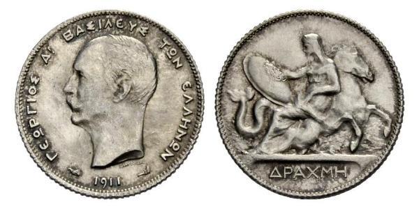 1 Drachma Royaume de Grèce (1832-1924) Argent Giorgio I di Grecia (1845- 1913)