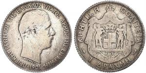 1 Drachma Königreich Griechenland (1832-1924) Silber Georg I. von Griechenland (1845- 1913)