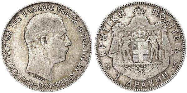 1 Drachma 希臘王國 銀 乔治一世 (希腊) (1845 - 1913)