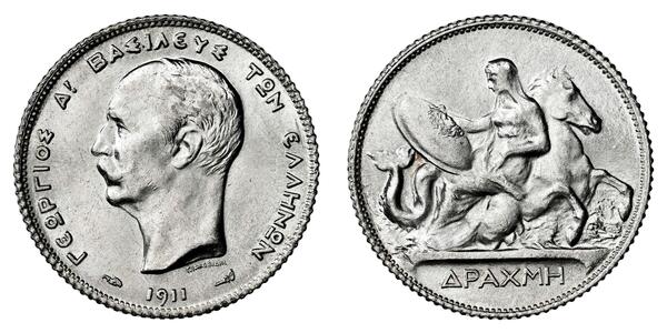 1 Drachma 希臘王國 銀 乔治一世 (希腊) (1845 - 1913)