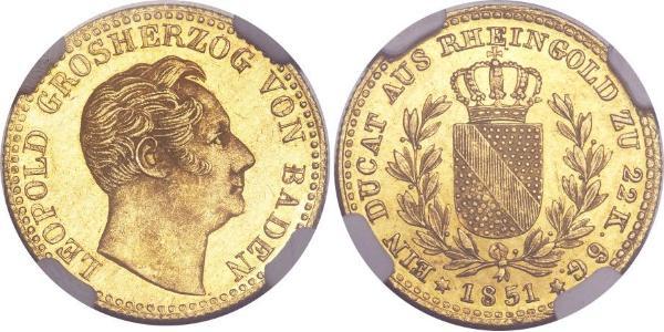 1 Ducat Grand Duchy of Baden (1806-1918) Gold Leopold, Grand Duke of Baden (1790 – 1852)