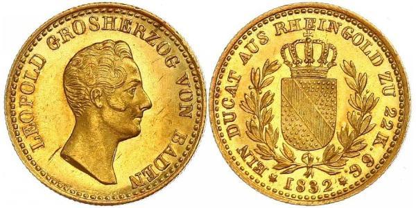 1 Ducat Grand Duchy of Baden (1806-1918) Gold Leopold, Grand Duke of Baden (1790 – 1852)