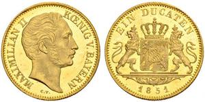 1 Ducat Kingdom of Bavaria (1806 - 1918) Gold Maximilian II of Bavaria (1811 - 1864)