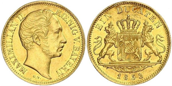 1 Ducat Kingdom of Bavaria (1806 - 1918) Gold Maximilian II of Bavaria (1811 - 1864)