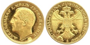 1 Ducat Kingdom of Yugoslavia (1918-1943) Gold Alexander I of Yugoslavia (1888 - 1934)