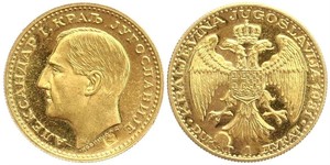 1 Ducat Kingdom of Yugoslavia (1918-1943) Gold Alexander I of Yugoslavia (1888 - 1934)