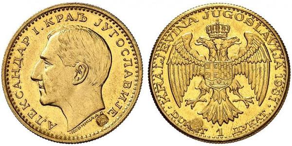 1 Ducat Kingdom of Yugoslavia (1918-1943) Gold Alexander I of Yugoslavia (1888 - 1934)