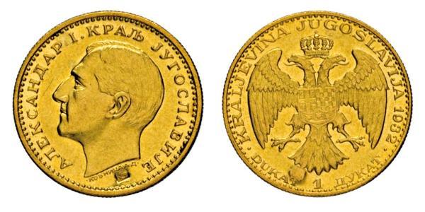 1 Ducat Kingdom of Yugoslavia (1918-1943) Gold Alexander I of Yugoslavia (1888 - 1934)