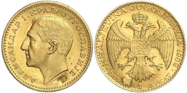 1 Ducat Kingdom of Yugoslavia (1918-1943) Gold Alexander I of Yugoslavia (1888 - 1934)