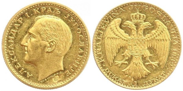 1 Ducat Kingdom of Yugoslavia (1918-1943) Gold Alexander I of Yugoslavia (1888 - 1934)