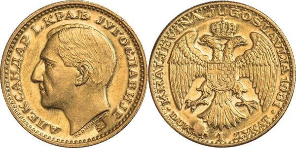 1 Ducat Kingdom of Yugoslavia (1918-1943) Gold Alexander I of Yugoslavia (1888 - 1934)