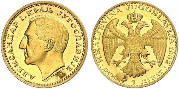 1 Ducat Kingdom of Yugoslavia (1918-1943) Gold Alexander I of Yugoslavia (1888 - 1934)