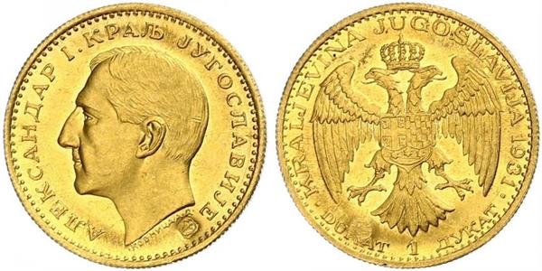 1 Ducat Kingdom of Yugoslavia (1918-1943) Gold Alexander I of Yugoslavia (1888 - 1934)