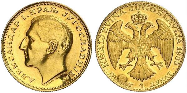 1 Ducat Kingdom of Yugoslavia (1918-1943) Gold Alexander I of Yugoslavia (1888 - 1934)