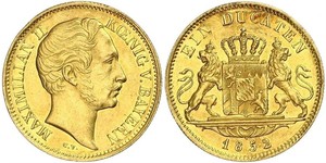 1 Ducat Royaume de Bavière (1806 - 1918) Or Maximilien II de Bavière(1811 - 1864)