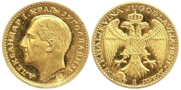 1 Ducat Royaume de Yougoslavie (1918-1943) Or Alexander I of Yugoslavia (1888 - 1934)