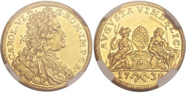 1 Ducat Augsburgo (1276 - 1803) Oro Carlos VI, Emperador del Sacro Imperio Romano (1685-1740)