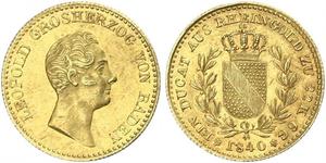 1 Ducat Grand Duchy of Baden (1806-1918) Oro Leopoldo di Baden(1790 – 1852)