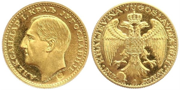 1 Ducat Regno di Jugoslavia (1918-1943) Oro Alexander I of Yugoslavia (1888 - 1934)