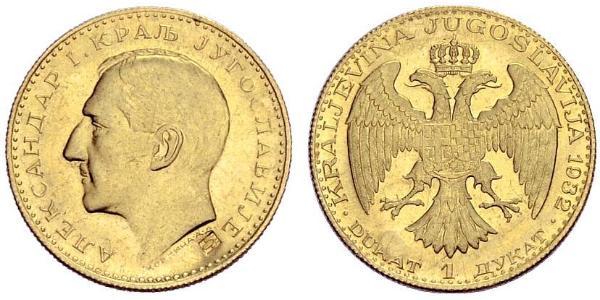 1 Ducat Reino de Yugoslavia (1918-1943) Oro Alexander I of Yugoslavia (1888 - 1934)