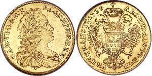 1 Ducat Sacro Imperio Romano (962-1806) Oro Carlos VI, Emperador del Sacro Imperio Romano (1685-1740)