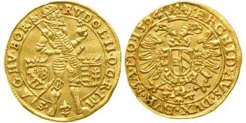 1 Ducat Austria / Sacro Imperio Romano (962-1806) Oro Rodolfo II (1552 - 1612)