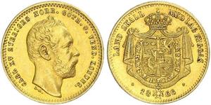 1 Ducat Svezia Oro Carlo XV di Svezia (1826 - 1872)
