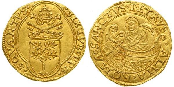 1 Ducat 教皇国 (754 - 1870) 金 Pope Sixtus IV (1414-1484)