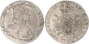 1 Ducaton Austrian Netherlands (1713-1795) Argent Maria Theresa of Austria (1717 - 1780)