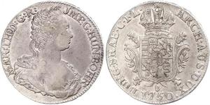 1 Ducaton Austrian Netherlands (1713-1795) Argent Maria Theresa of Austria (1717 - 1780)