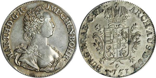 1 Ducaton Austrian Netherlands (1713-1795) Argent Maria Theresa of Austria (1717 - 1780)