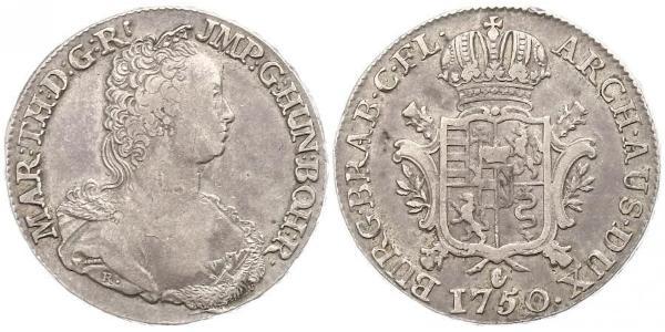 1 Ducaton Austrian Netherlands (1713-1795) 銀 玛丽亚·特蕾西亚 (1717 - 1780)