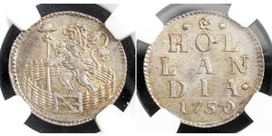 1 Duit Niederlande Silber 
