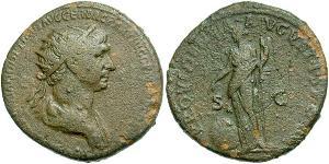 1 Dupondio Impero romano (27BC-395) Bronzo Traiano (53-117)