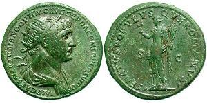 1 Dupondio Impero romano (27BC-395) Bronzo Traiano (53-117)