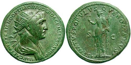 1 Dupondius Imperio romano (27BC-395) Bronce Trajano (53-117)