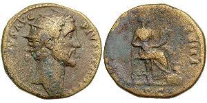 1 Dupondius Imperio romano (27BC-395) Orichalcum Antonino Pío  (86-161)